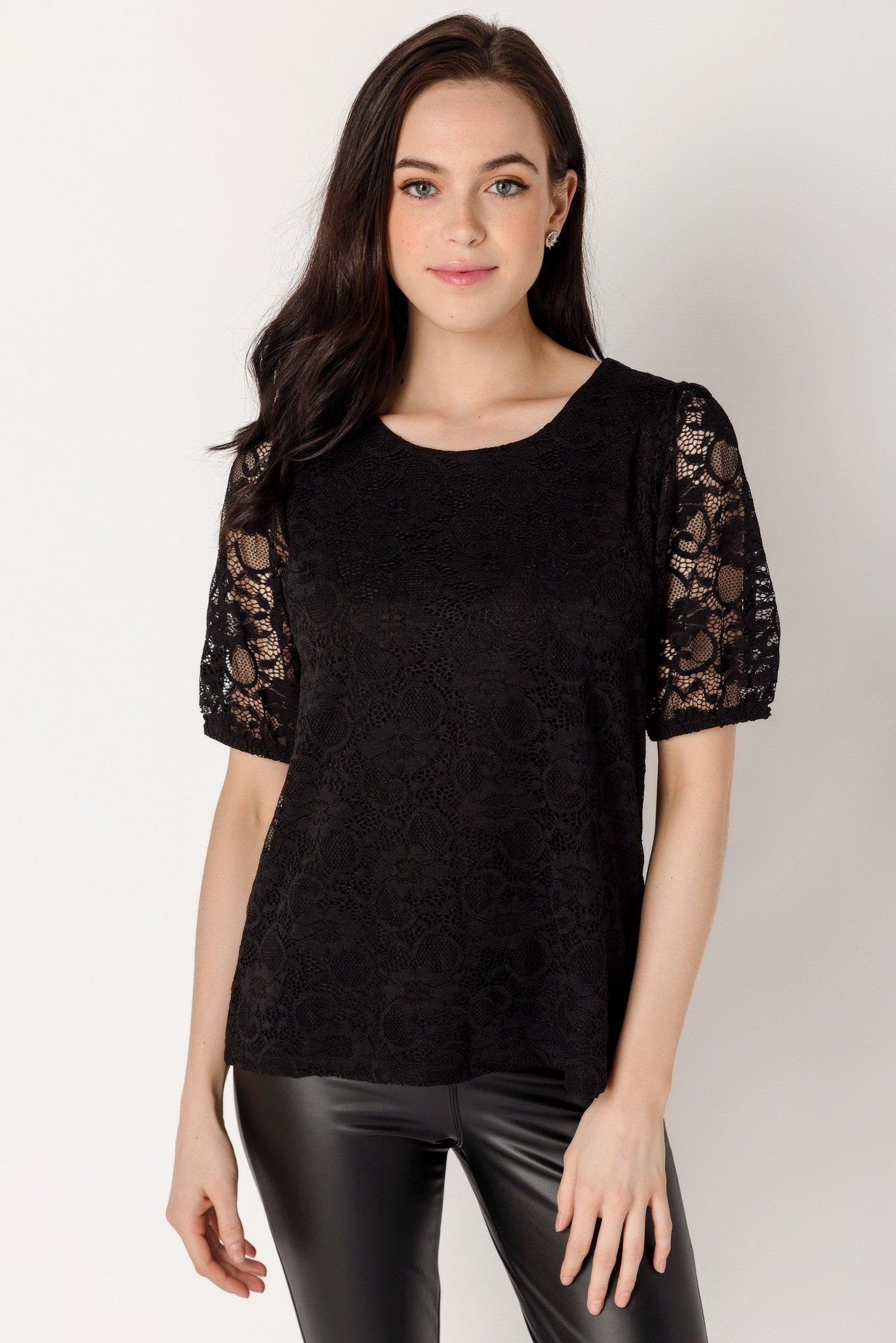 Lace Puff Sleeve Top sold by Eclipse