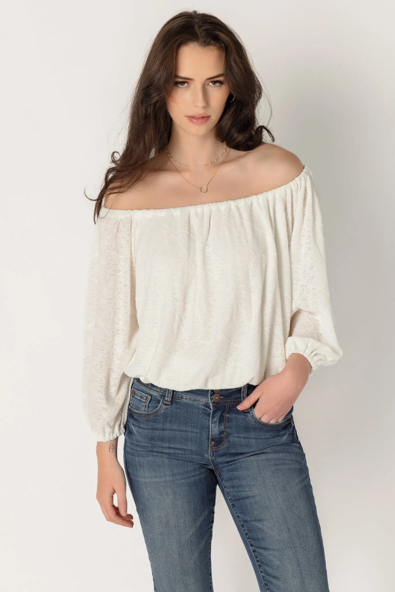 Textured Knit Off-the-Shoulder Blouse sold by Eclipse product image thumbnail 3