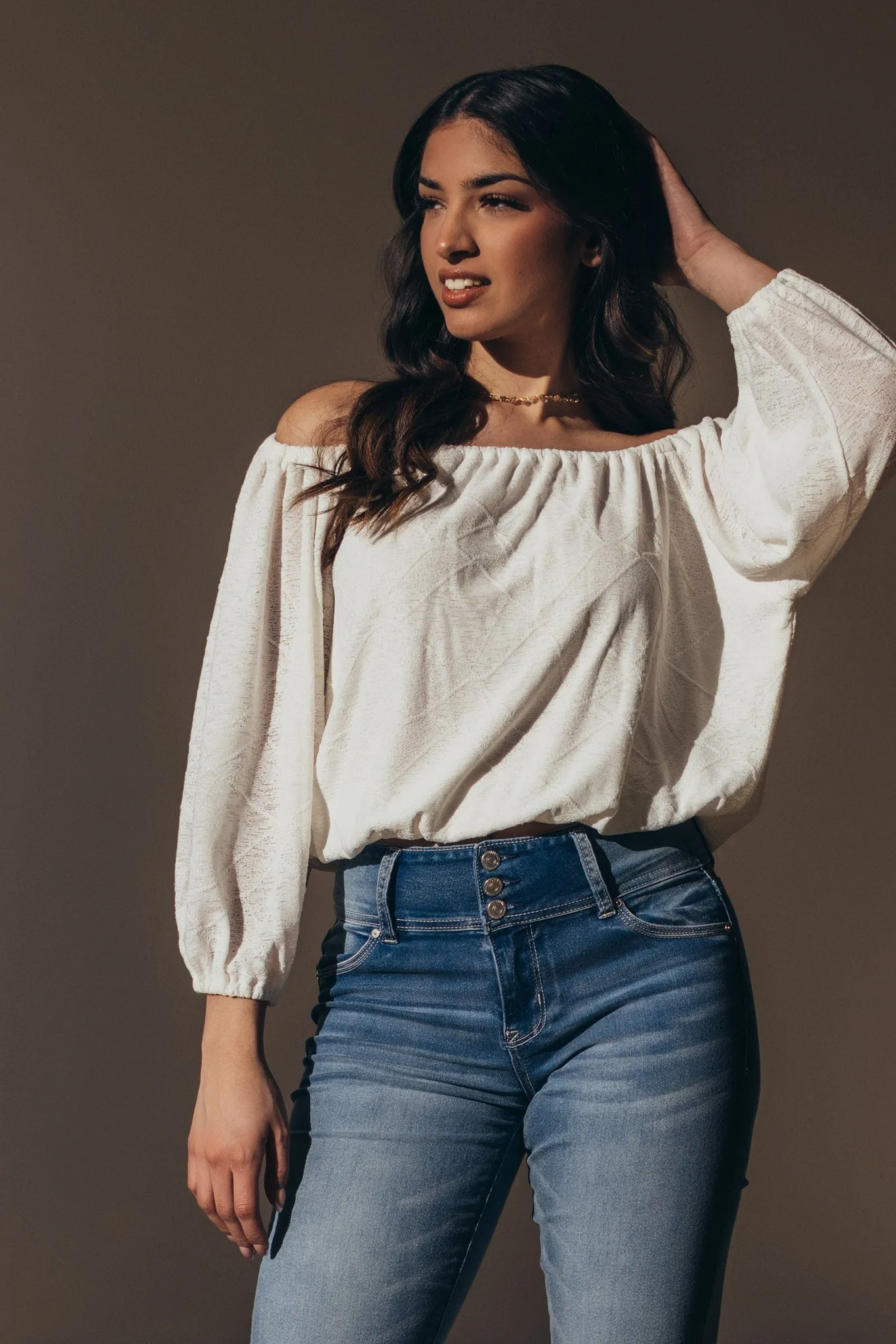 Textured Knit Off-the-Shoulder Blouse sold by Eclipse