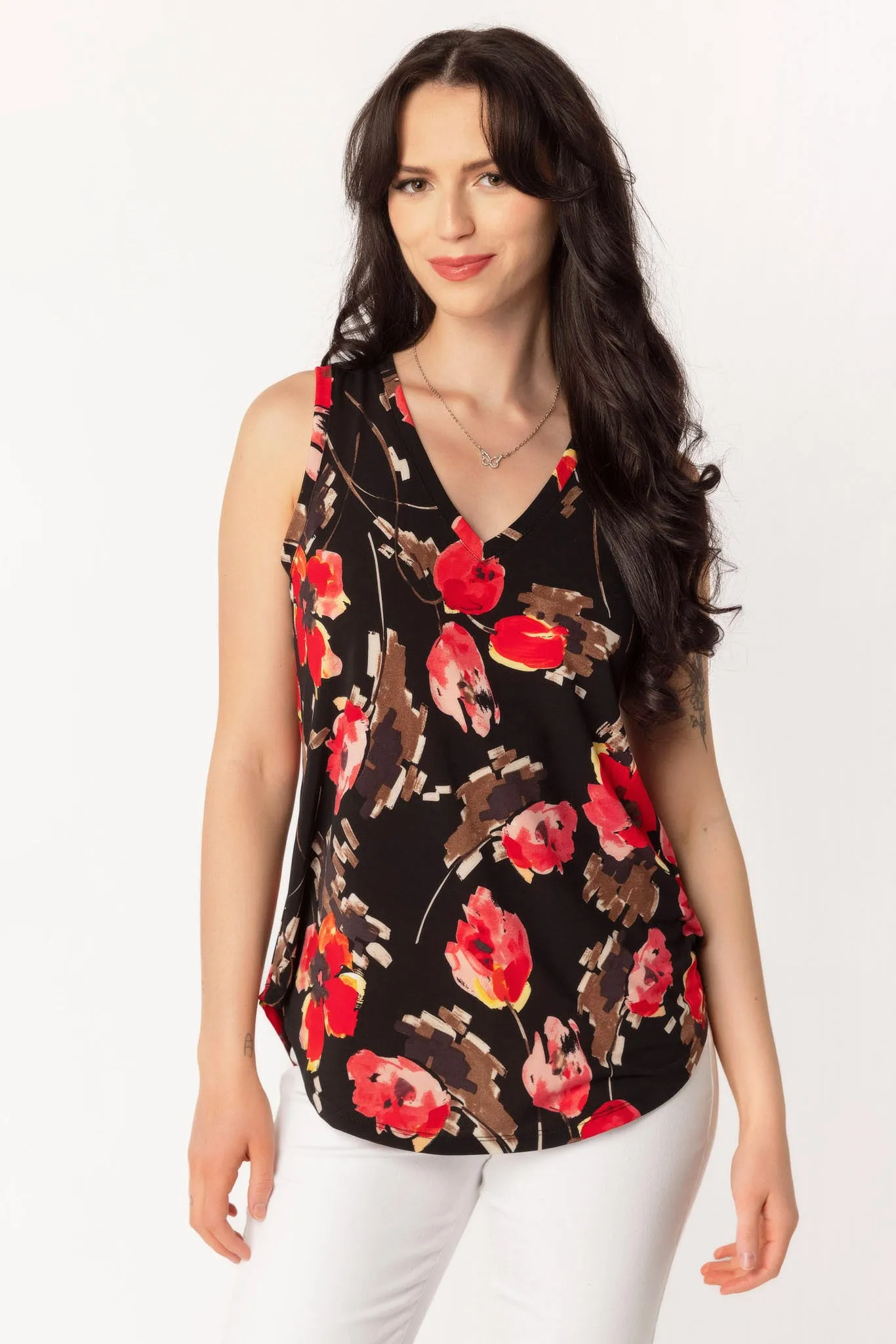 Paintbrush Floral Sleeveless V-Neck sold by Eclipse