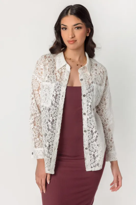 Lace Oversized Shirt with Pockets sold by Eclipse