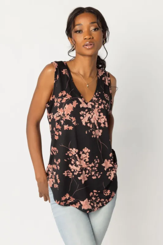 Mauve Floral Sleeveless V-Neck sold by Eclipse