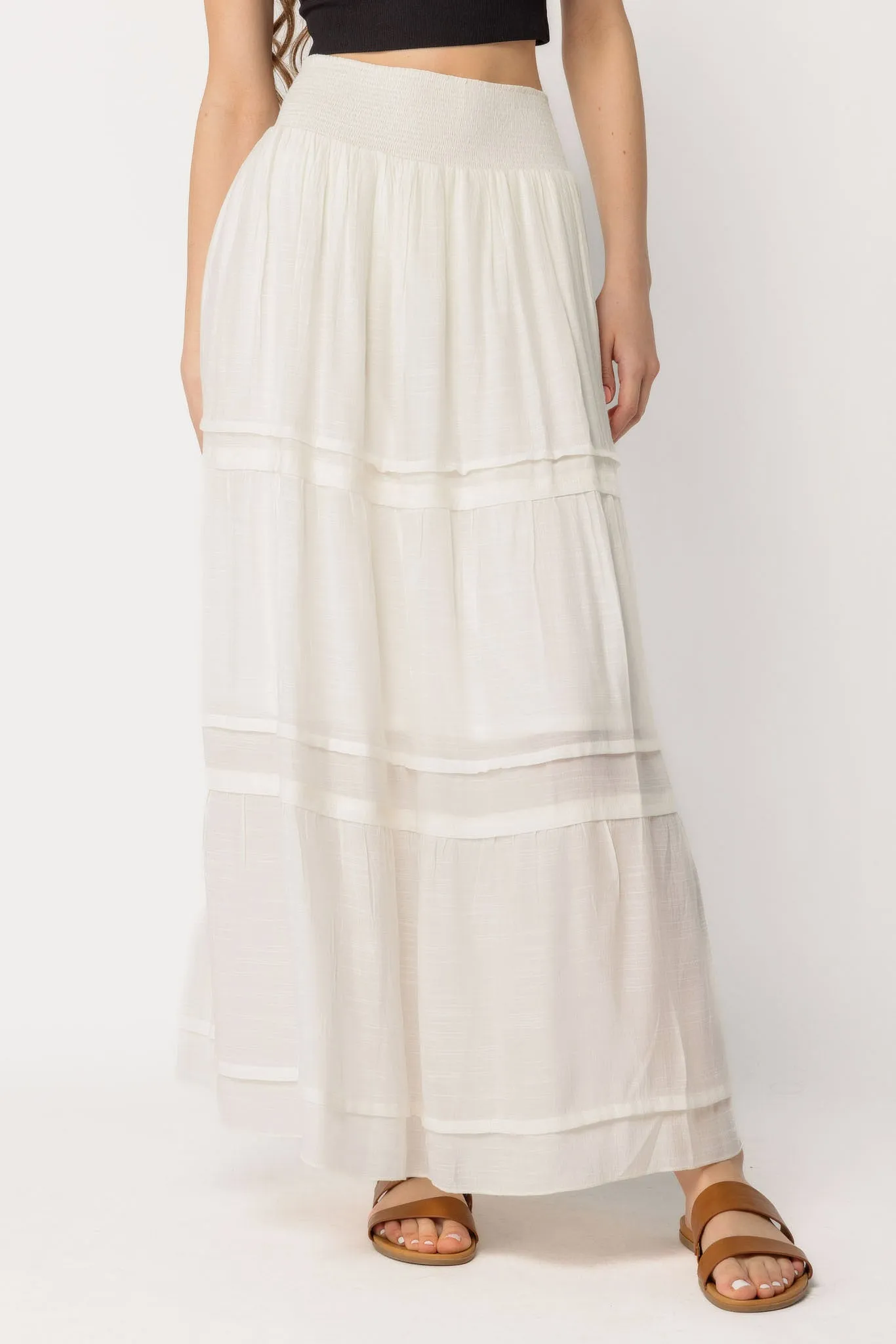 Gauze Tiered Maxi Skirt with Smocked Waistband sold by Eclipse product image thumbnail 3