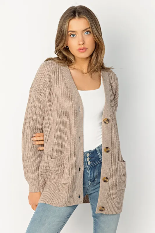 Long Buttoned V-Neck Grandpa Cardigan sold by Eclipse