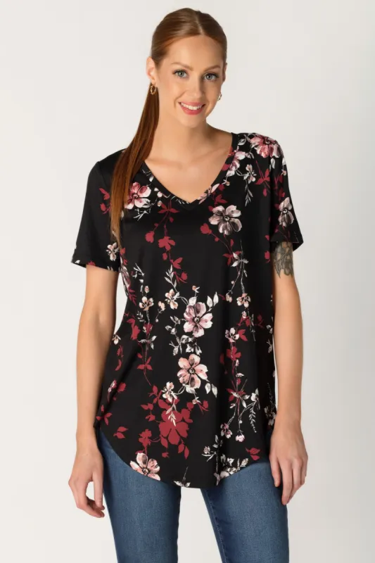 Floral Brushed Short Sleeve V-Neck Tunic sold by Eclipse