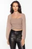 Ruched Crop Top with Chiffon Balloon Sleeves sold by Eclipse