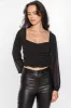 Ruched Crop Top with Chiffon Balloon Sleeves sold by Eclipse