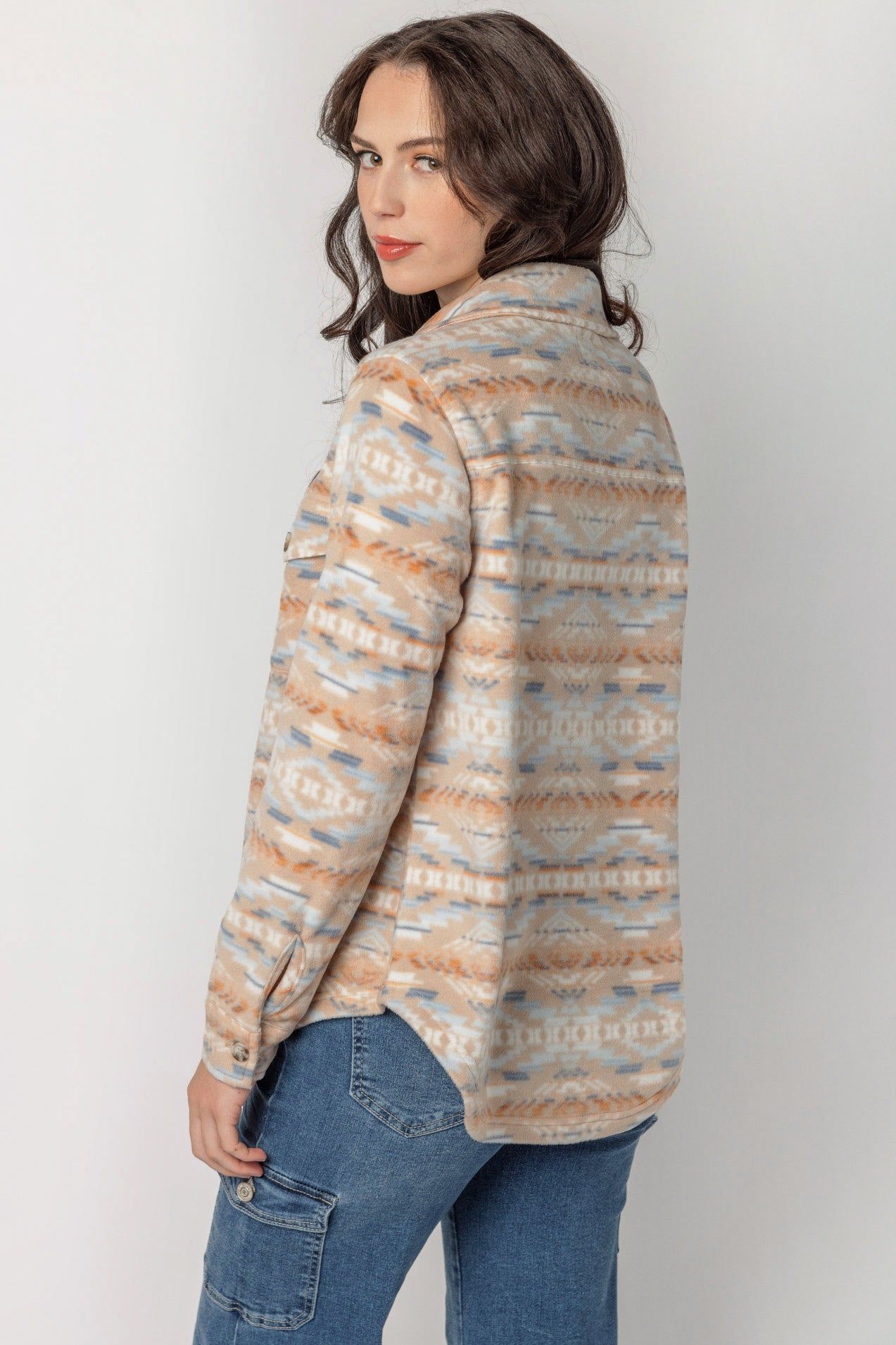 Wallflower Taylor Geometric Polar Fleece Shacket sold by Eclipse product image thumbnail 2