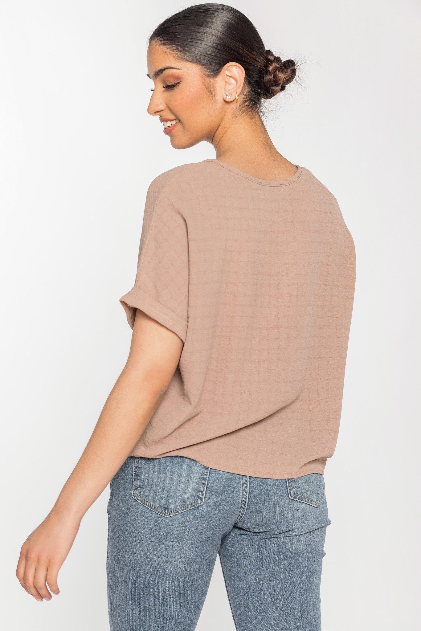 Airflow Plaid Tie-Front Blouse sold by Eclipse product image thumbnail 4