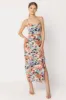 Pastel Floral Spaghetti Strap Maxi Dress with Slit sold by Eclipse