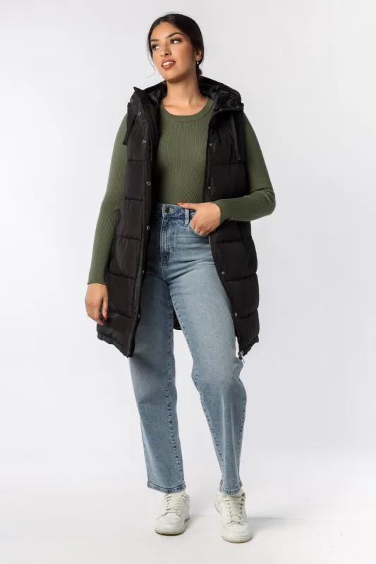 Hooded Midi Puffer Vest with Side Snaps sold by Eclipse