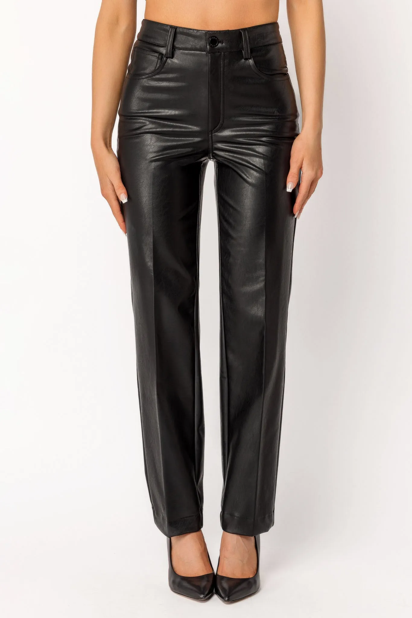 High-Rise Faux Leather Straight-Leg Pant sold by Eclipse product image thumbnail 2