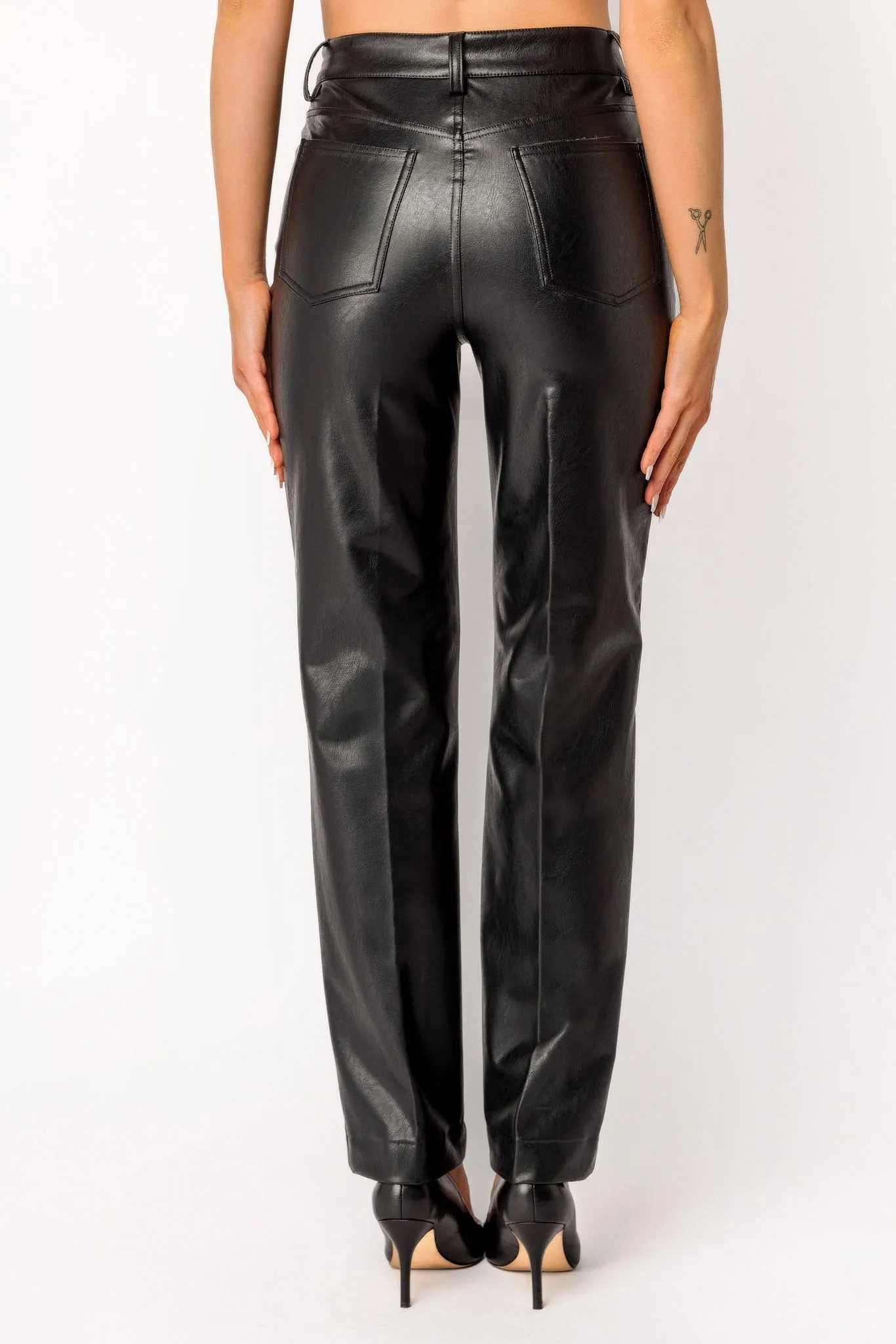 High-Rise Faux Leather Straight-Leg Pant sold by Eclipse product image thumbnail 3