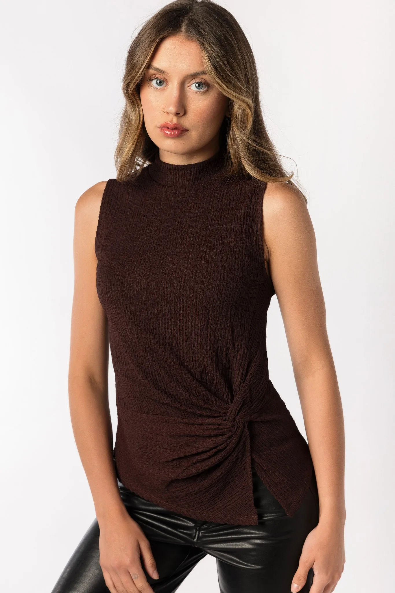 Sleeveless Textured Mock Neck Top sold by Eclipse