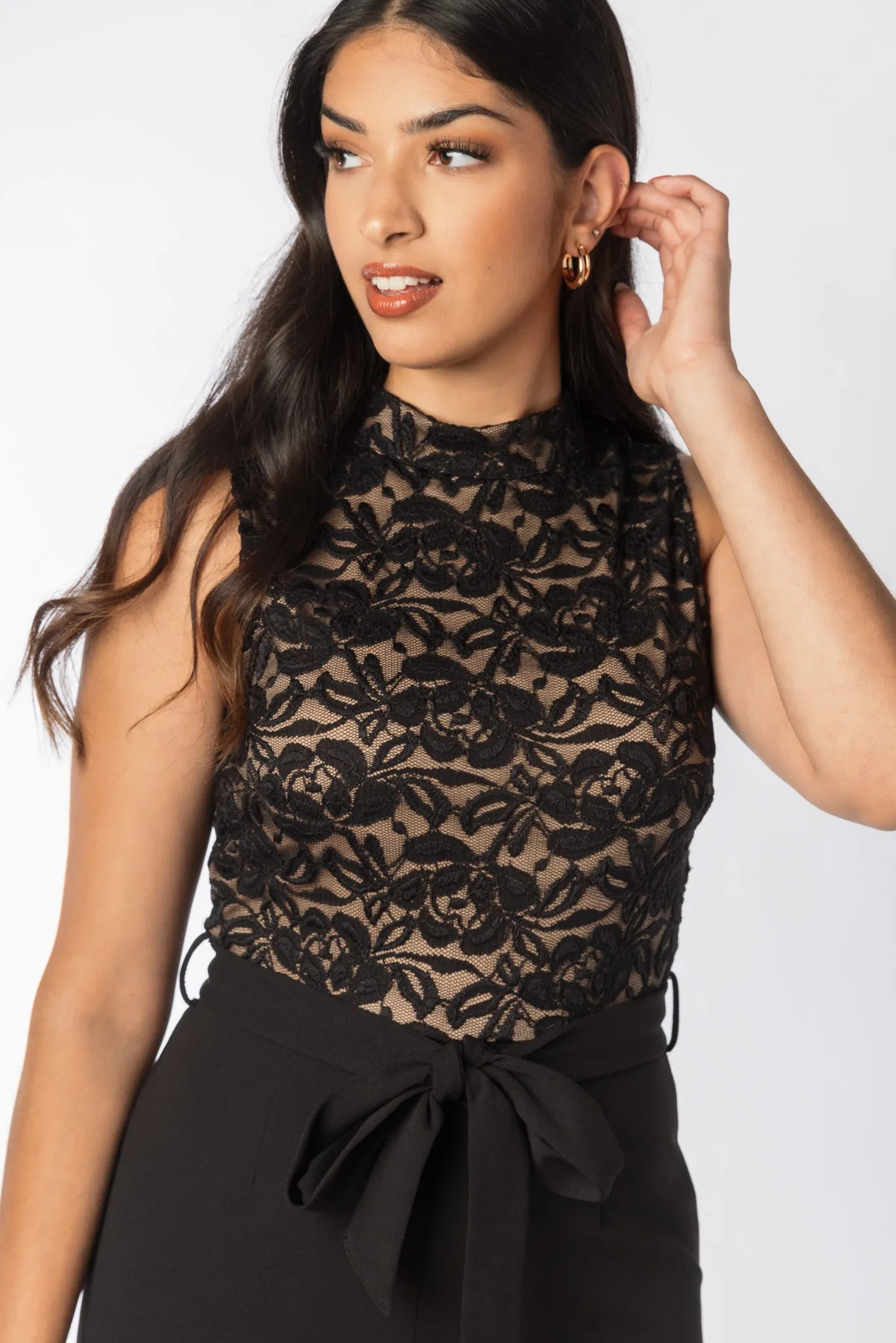 Mockneck Sleeveless Jumpsuit with Tie-Belt sold by Eclipse product image thumbnail 3