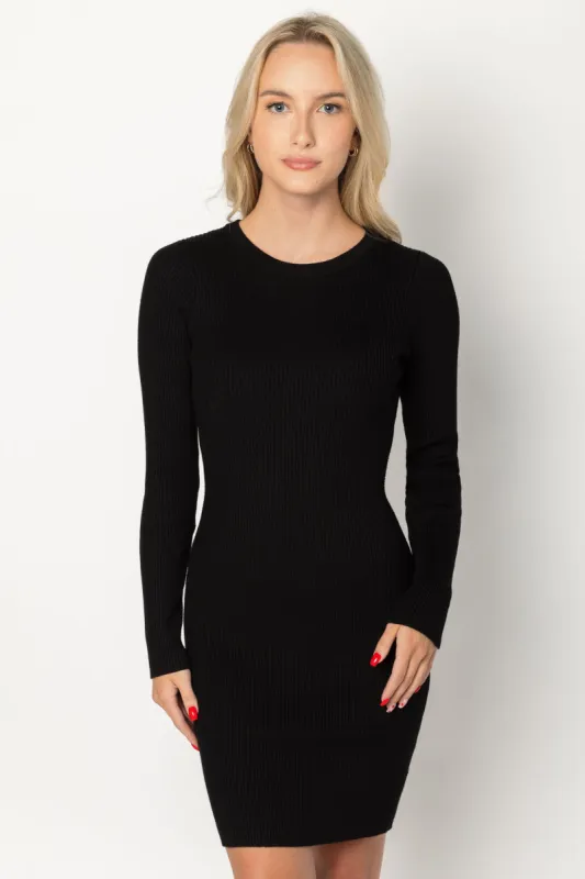 Ribbed Crew Neck Long Sleeve Bodycon Mini Dress sold by Eclipse