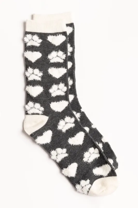 Fuzzy Heart and Paw Socks sold by Eclipse