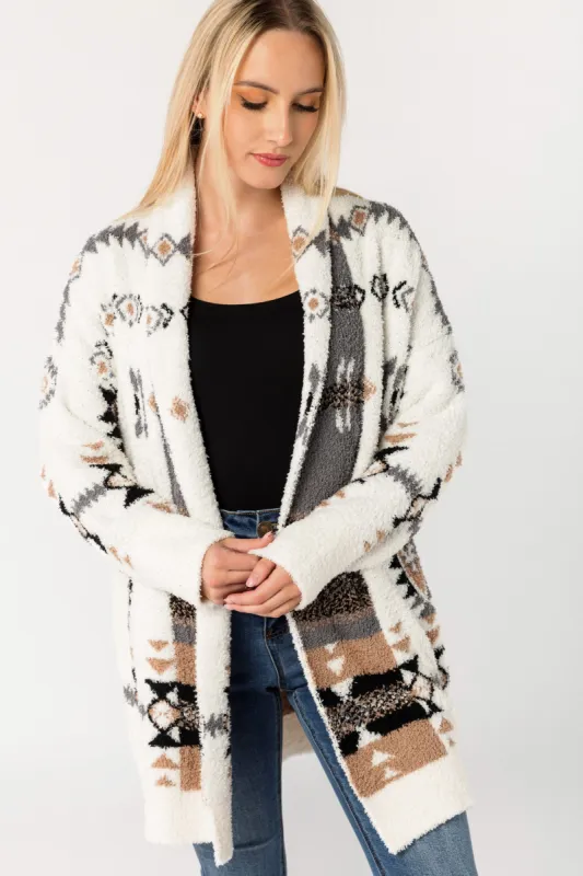 Geometric Plush Open Cardigan sold by Eclipse