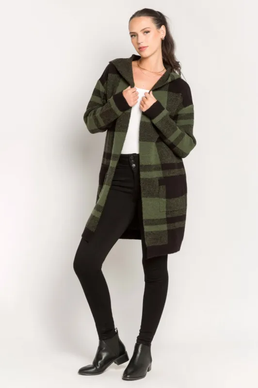 Plaid Hooded Cardigan Sweater sold by Eclipse