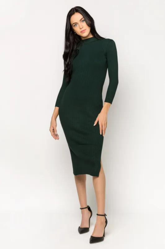 Mockneck Midi Dress with Slide Slits and 3/4 Sleeve sold by Eclipse