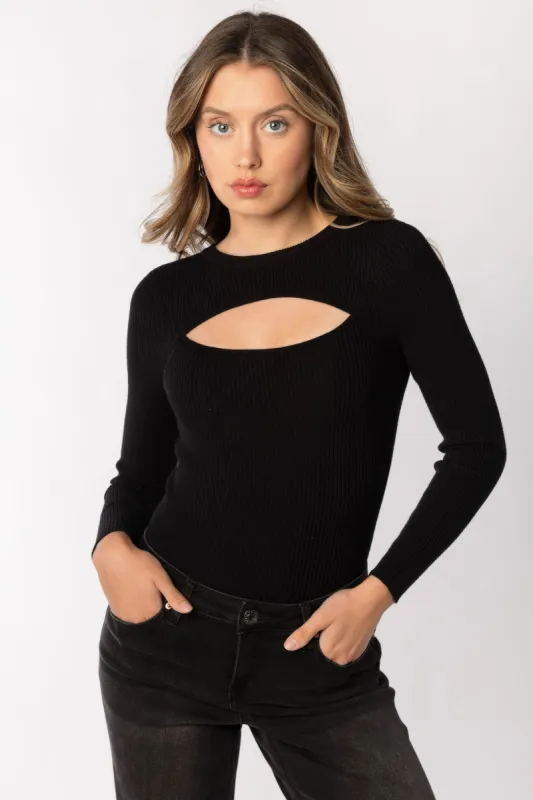 Ribbed Cutout Long sleeve Sweater sold by Eclipse