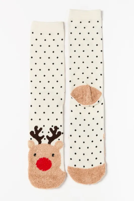 Fuzzy Reindeer Socks made by Eclipse