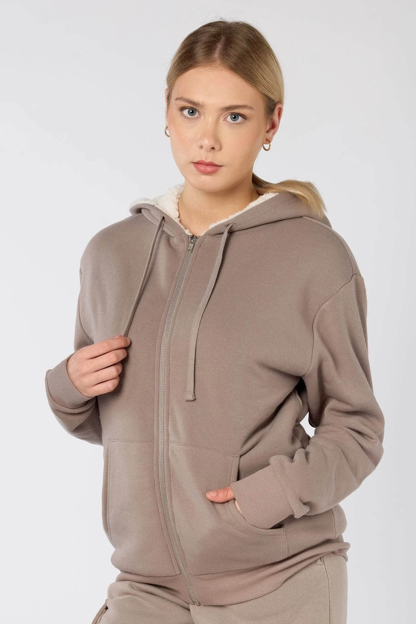 Fleece Zip-Front Hoodie with Sherpa Lining sold by Eclipse product image thumbnail 3