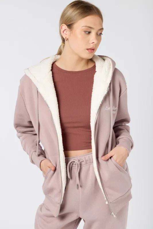 Sherpa Lined Fleece Zip-Front Hoodie with Los Angeles Embroidery sold by Eclipse