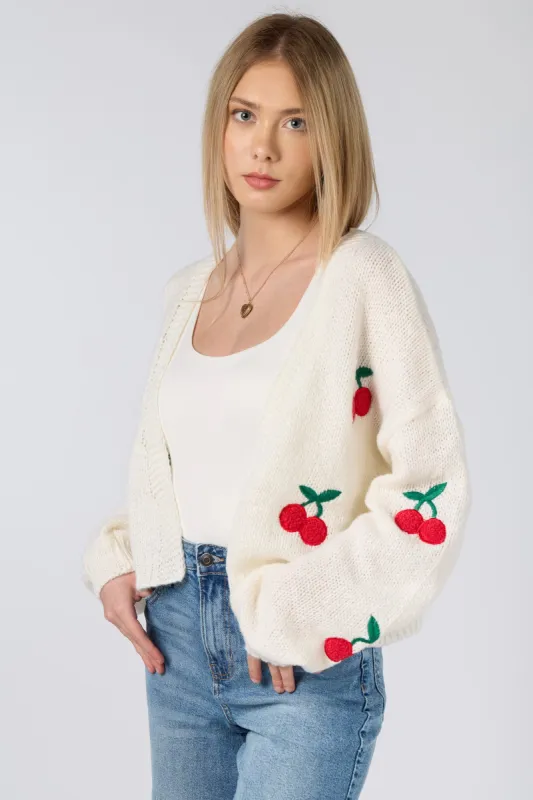 Cherry Embroidered Open Cardigan sold by Eclipse