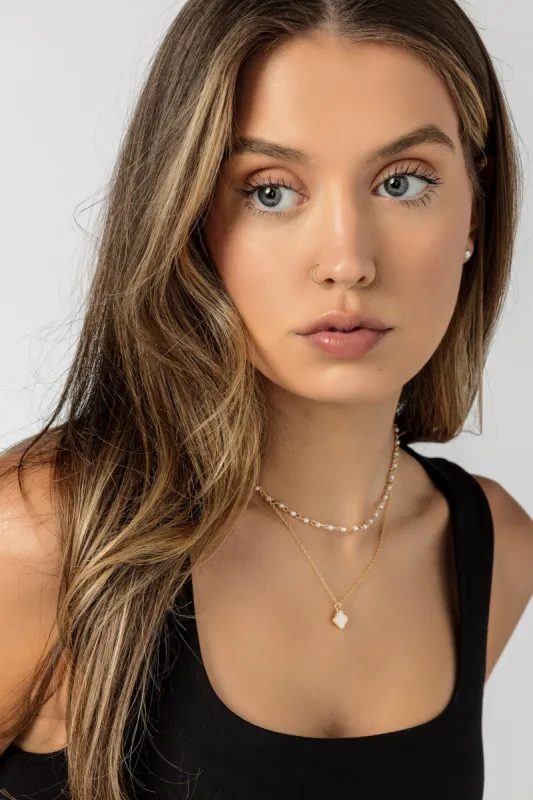 Pearl Clover Double Chain Necklace sold by Eclipse