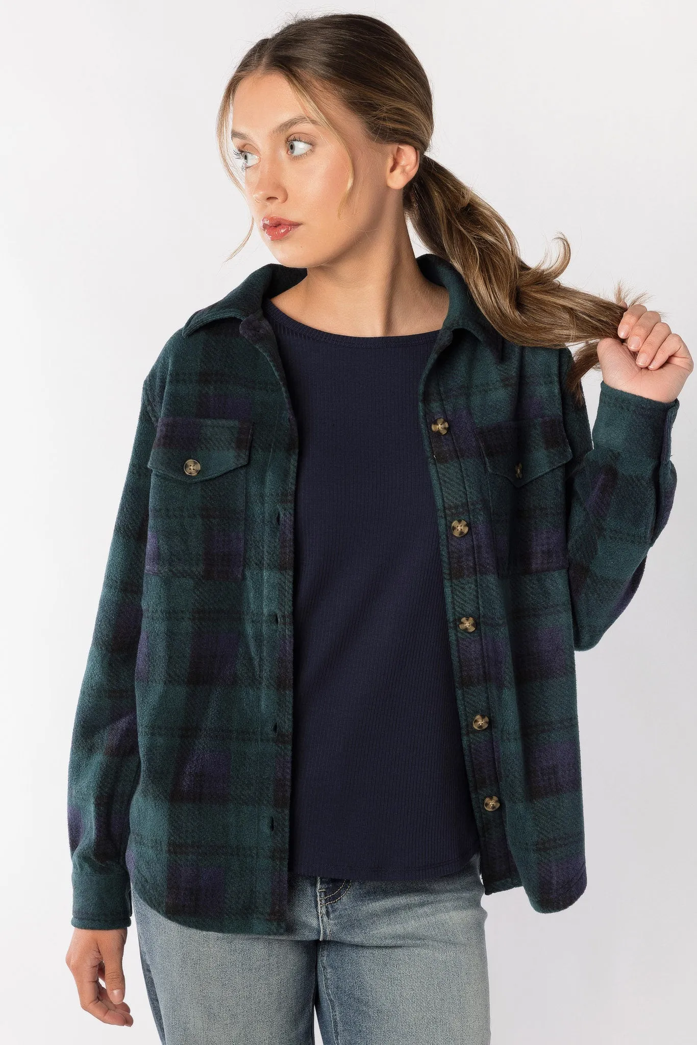 Polar Fleece shacket in Heritage Plaid sold by Eclipse