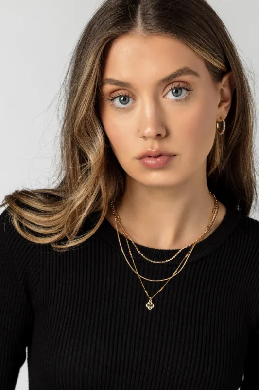 Layered Clover Pendant Beaded Necklace sold by Eclipse