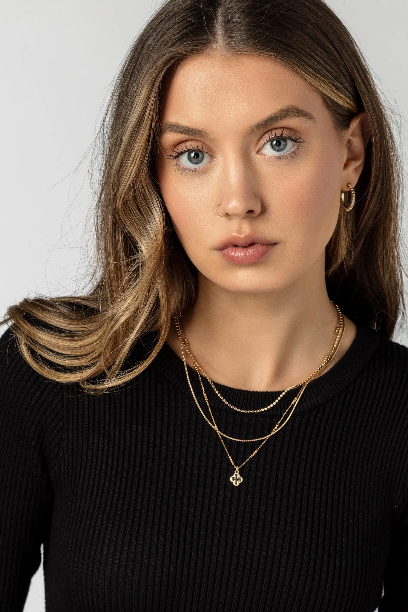 Layered Clover Pendant Beaded Necklace sold by Eclipse