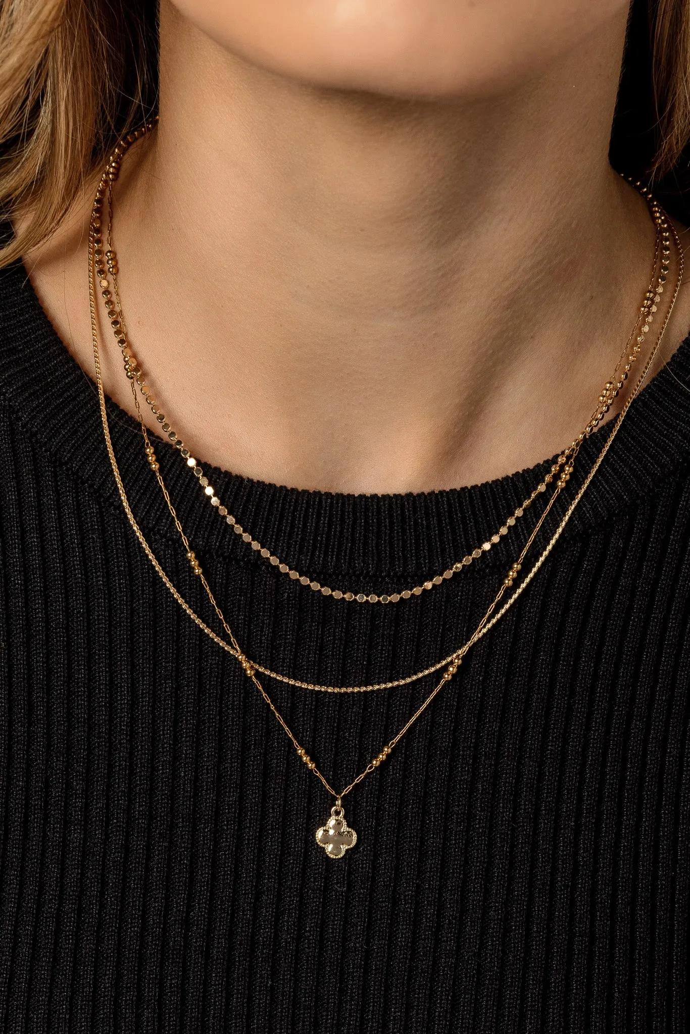 Layered Clover Pendant Beaded Necklace sold by Eclipse product image thumbnail 2