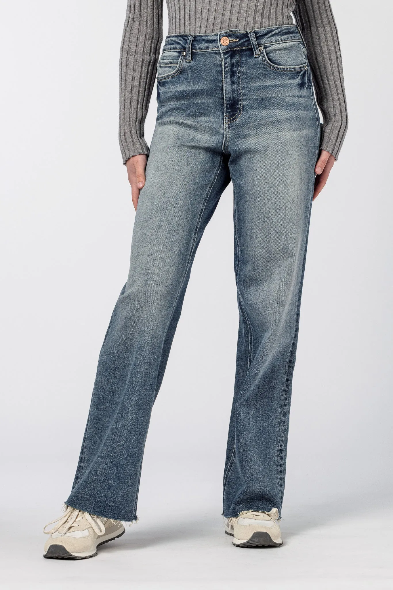 YMI High-Rise Straight Leg Jeans in Medium Wash with Raw Hem sold by Eclipse product image thumbnail 3
