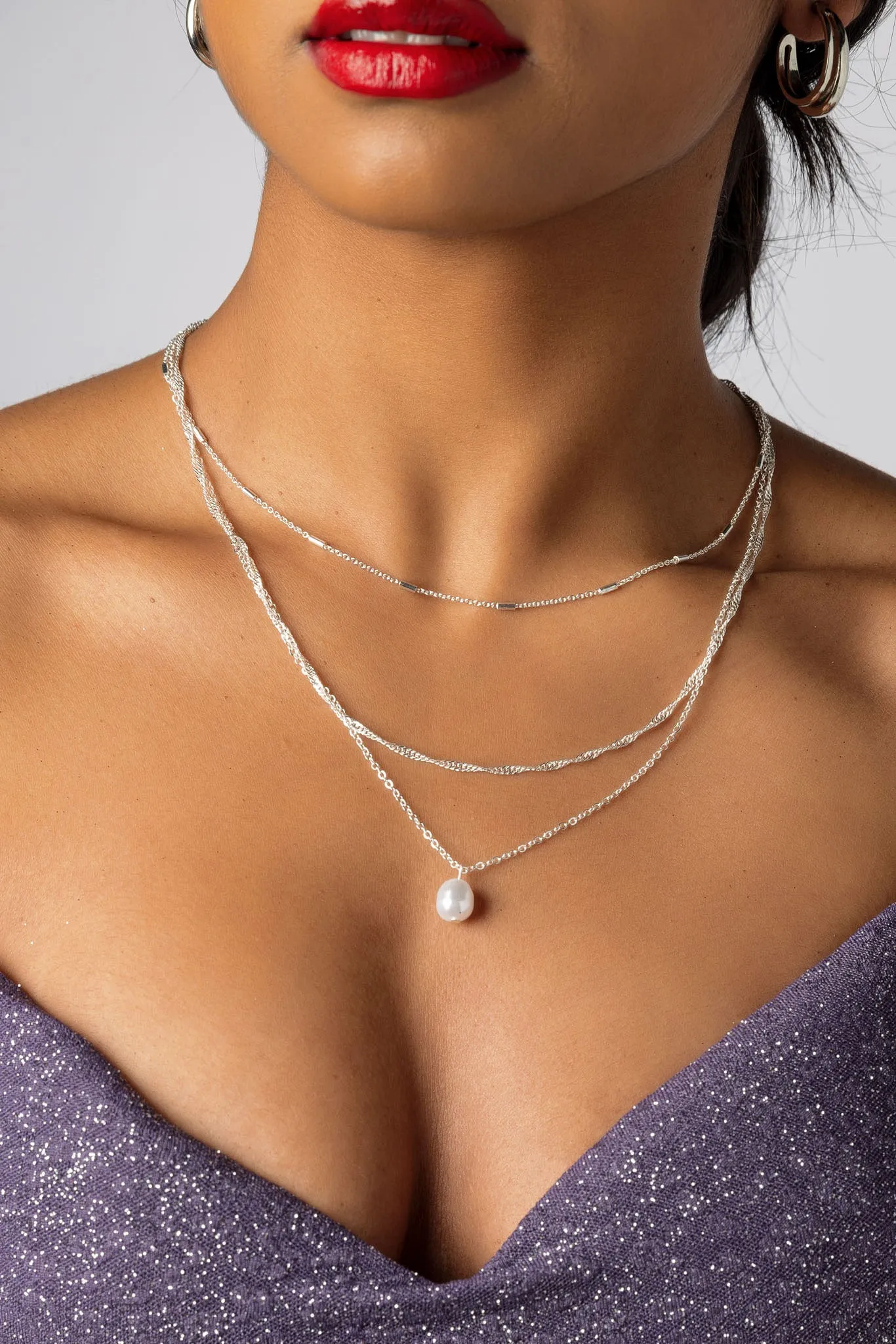 Layered Pearl Pendant Necklace sold by Eclipse