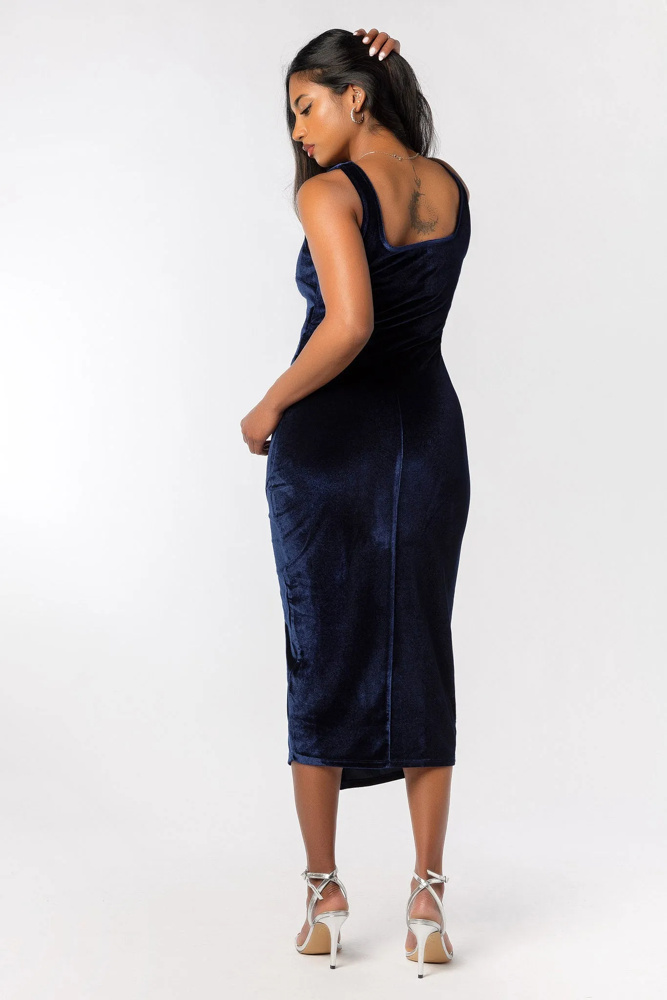 Velvet Squareneck Midi Dress with Side Slit sold by Eclipse product image thumbnail 2