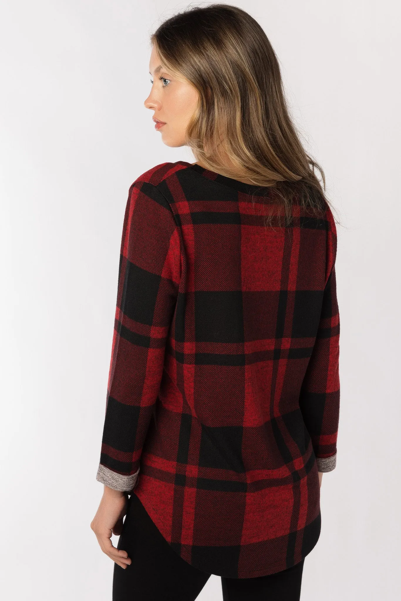 Holiday Plaid Supersoft 3/4 Sleeve Top sold by Eclipse product image thumbnail 2