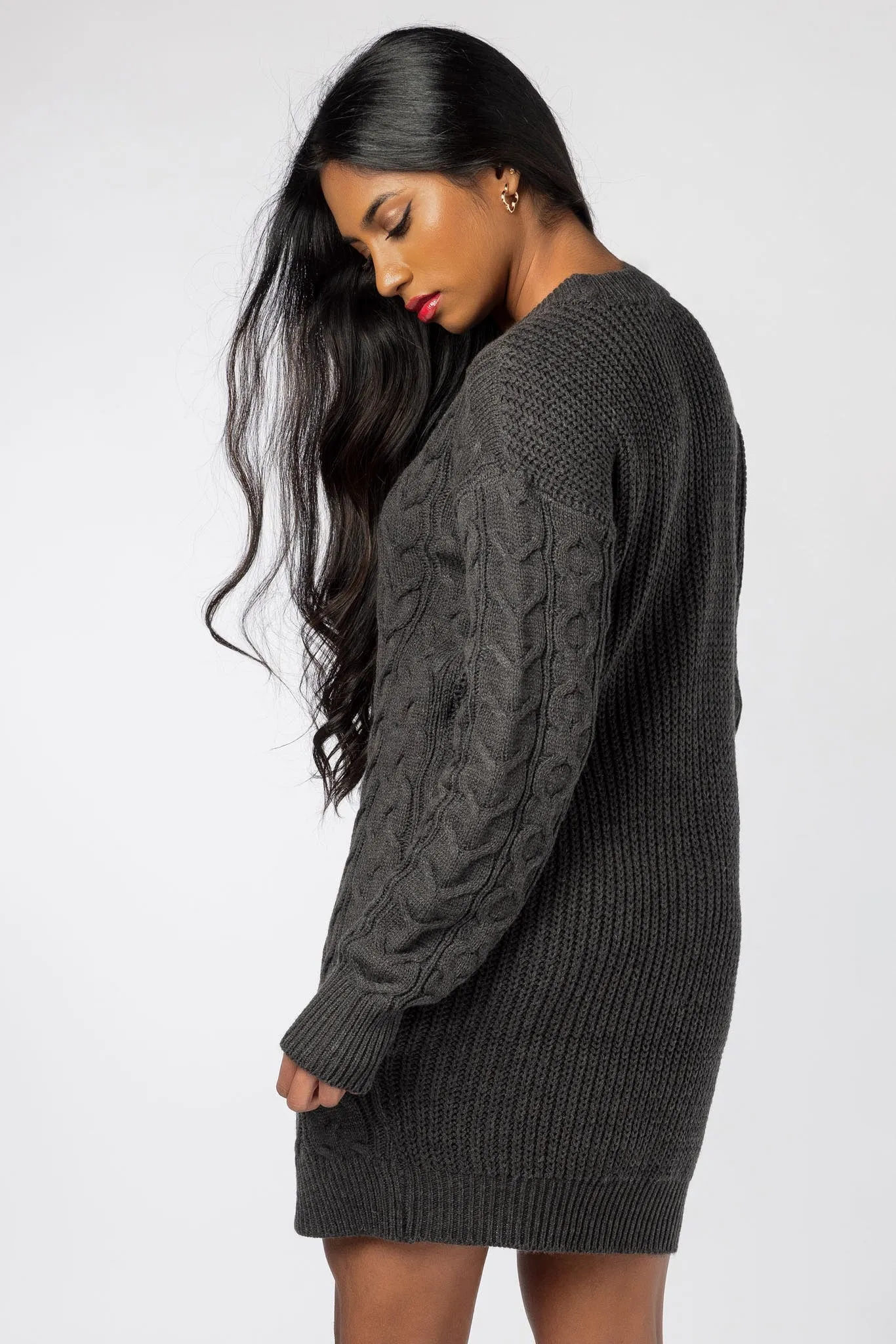 Long Cable Knit Sweater Dress sold by Eclipse product image thumbnail 5