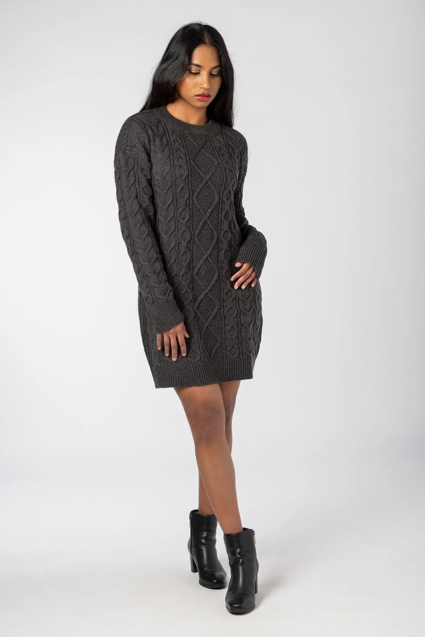 Long Cable Knit Sweater Dress sold by Eclipse product image thumbnail 4