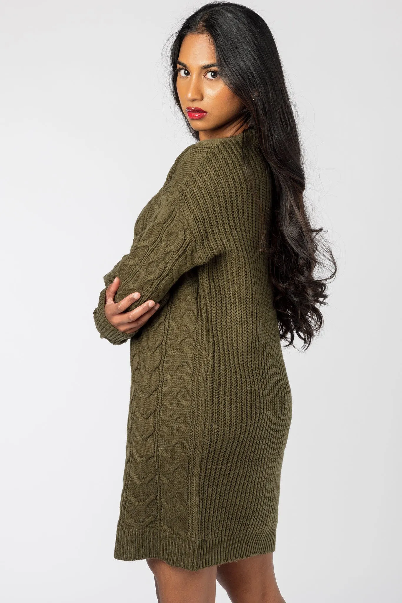 Long Cable Knit Sweater Dress sold by Eclipse product image thumbnail 2