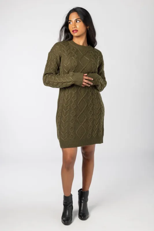 Long Cable Knit Sweater Dress sold by Eclipse