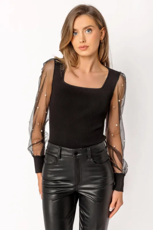 Ribbed Pearl Sweater with Illusion sleeves sold by Eclipse