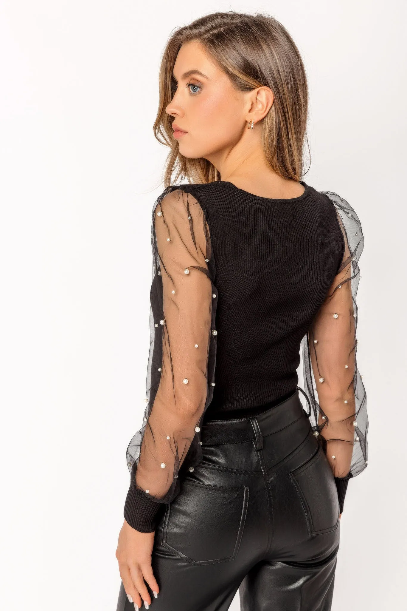 Ribbed Pearl Sweater with Illusion sleeves sold by Eclipse product image thumbnail 2