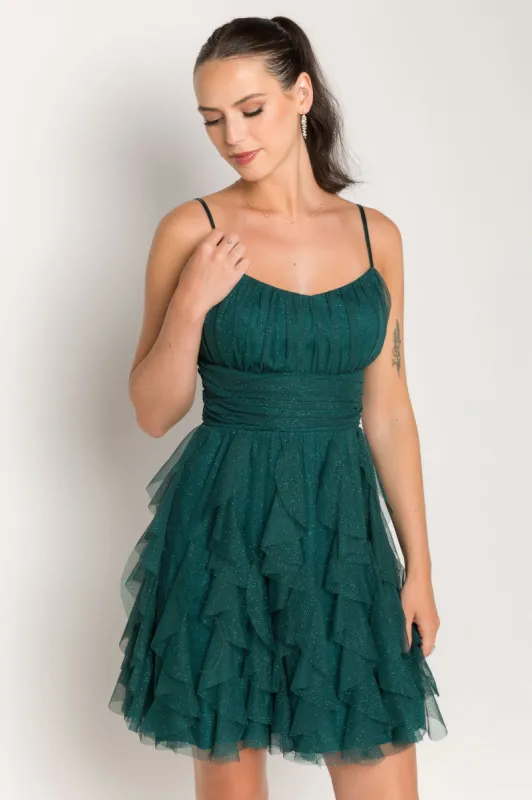 Glitter Mesh Tiered Mini Dress with Emma Bust sold by Eclipse