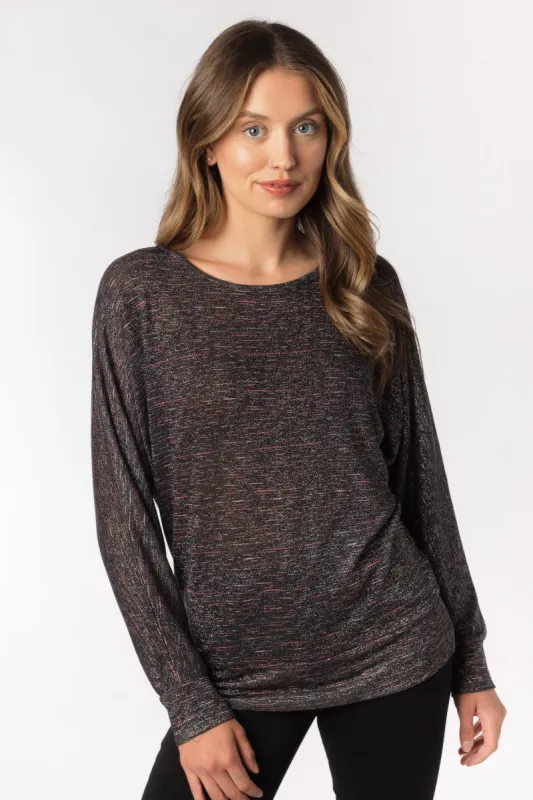 Metallic Space Dye Hacci Dolman Top sold by Eclipse