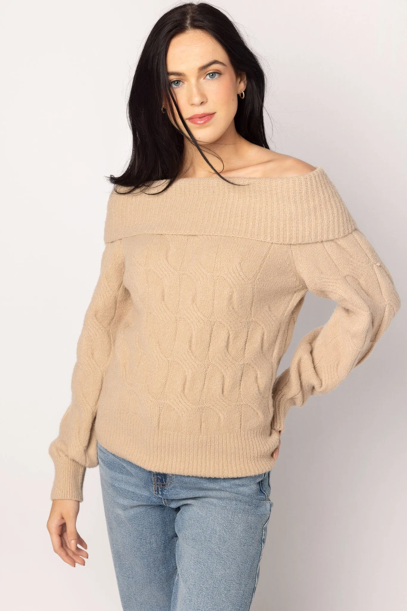 Cable Knit Off-Shoulder Sweater sold by Eclipse product image thumbnail 5