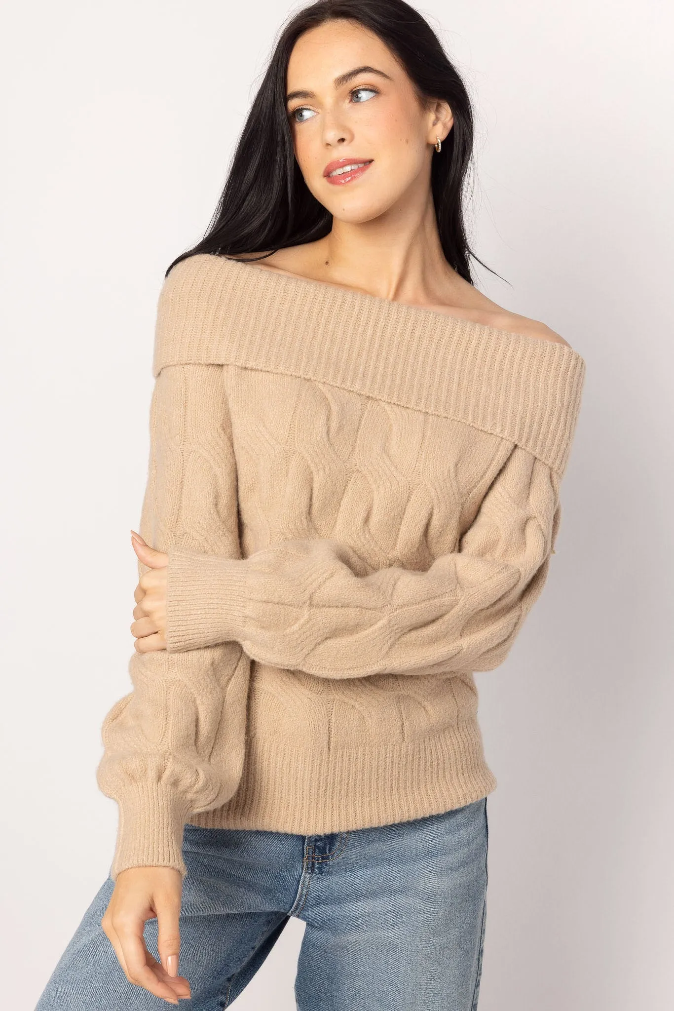 Cable Knit Off-Shoulder Sweater sold by Eclipse product image thumbnail 3