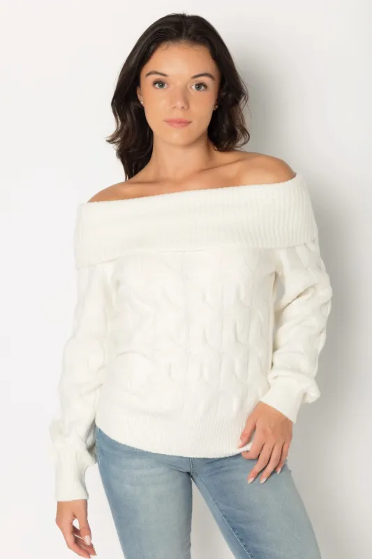Cable Knit Off-Shoulder Sweater sold by Eclipse