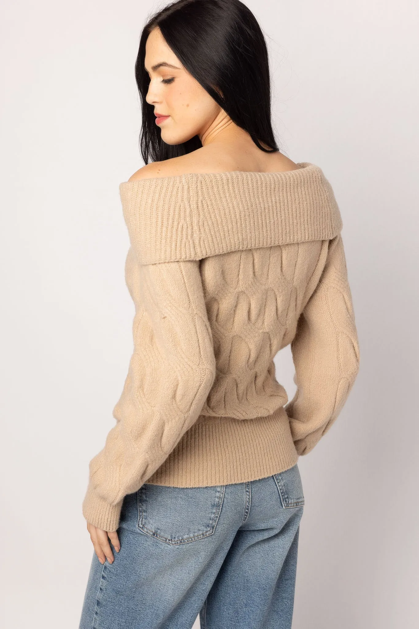 Cable Knit Off-Shoulder Sweater sold by Eclipse product image thumbnail 4